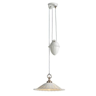 2258 SOSPENSIONE SALISCENDI RUSTICA D39 CM IN TERRACOTTA BIANCA TRAFORATA  MADE IN ITALY