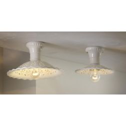 2258 PLAFONIERA RUSTICA IN 2 MISURE PRODOTTA IN TERRACOTTA BIANCA TRAFORATA  MADE IN ITALY