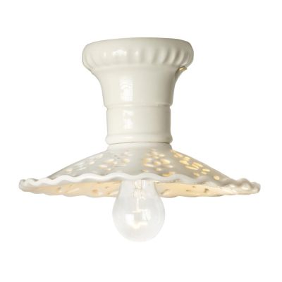 2258 PLAFONIERA RUSTICA IN 2 MISURE PRODOTTA IN TERRACOTTA BIANCA TRAFORATA  MADE IN ITALY