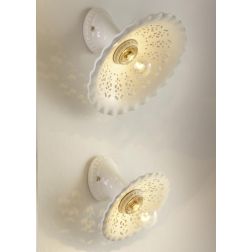 2258 LAMPADA DA PARETE RUSTICA IN 2 MISURE PRODOTTA IN TERRACOTTA BIANCA TRAFORATA  MADE IN ITALY