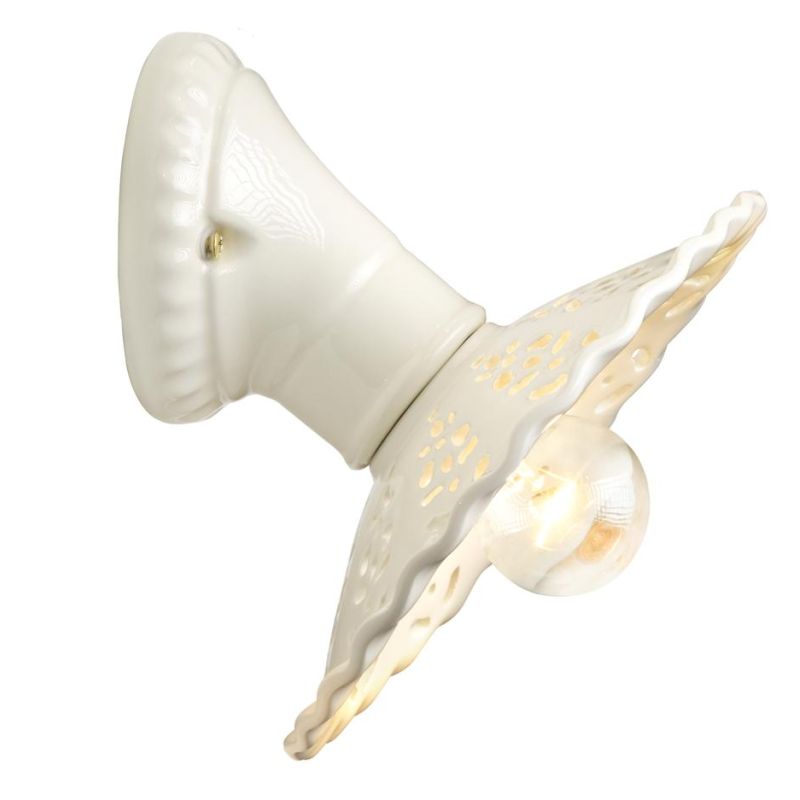 2258 LAMPADA DA PARETE RUSTICA IN 2 MISURE PRODOTTA IN TERRACOTTA BIANCA TRAFORATA  MADE IN ITALY