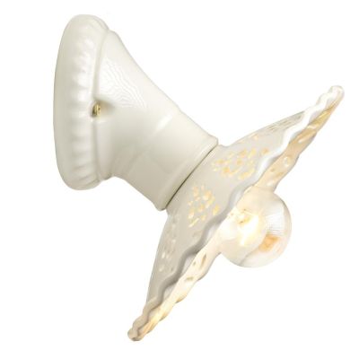 2258 LAMPADA DA PARETE RUSTICA IN 2 MISURE PRODOTTA IN TERRACOTTA BIANCA TRAFORATA  MADE IN ITALY