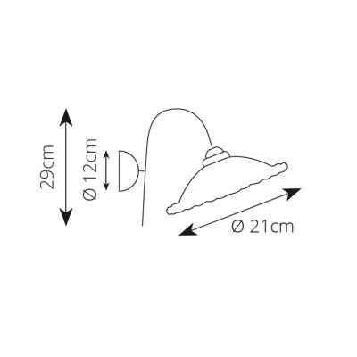 2258 APPLIQUE IN METALLO BRUNITO CON PIATTO IN TERRACOTTA BIANCA TRAFORATA  STILE RUSTICO MADE IN ITALY