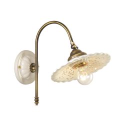 2258 APPLIQUE IN METALLO BRUNITO CON PIATTO IN TERRACOTTA BIANCA TRAFORATA  STILE RUSTICO MADE IN ITALY 2