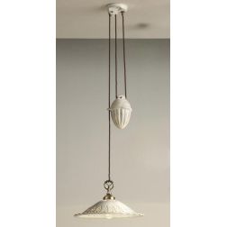 2259 SOSPENSIONE SALISCENDI RUSTICA D39 CM IN TERRACOTTA TRAFORATA FINITURA ANTICATA MADE IN ITALY 2