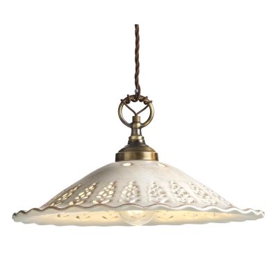 2259 SOSPENSIONE SALISCENDI RUSTICA D39 CM IN TERRACOTTA TRAFORATA FINITURA ANTICATA MADE IN ITALY