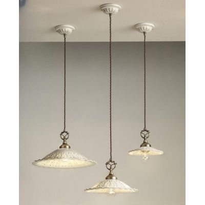 2259 SOSPENSIONE SINGOLA IN 3 MISURE RUSTICA IN TERRACOTTA TRAFORATA FINITURA ANTICATA MADE IN ITALY