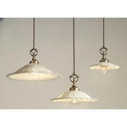 2259 SOSPENSIONE SINGOLA IN 3 MISURE RUSTICA IN TERRACOTTA TRAFORATA FINITURA ANTICATA MADE IN ITALY