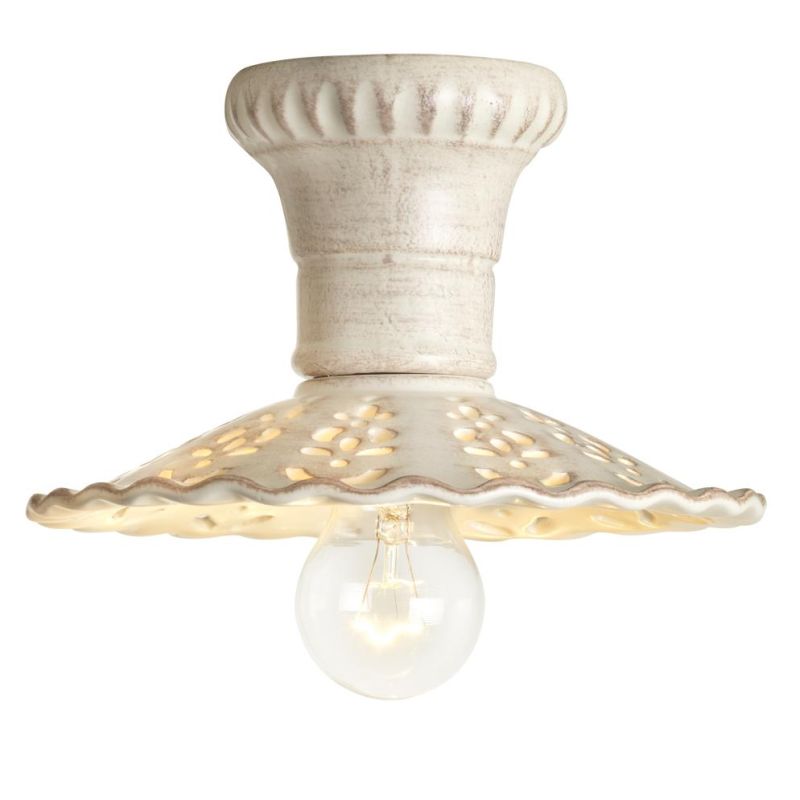 2259 PLAFONIERA RUSTICA IN 2 MISURE PRODOTTA IN TERRACOTTA TRAFORATA FINITURA ANTICATA MADE IN ITALY