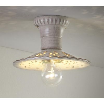 2259 PLAFONIERA RUSTICA IN 2 MISURE PRODOTTA IN TERRACOTTA TRAFORATA FINITURA ANTICATA MADE IN ITALY