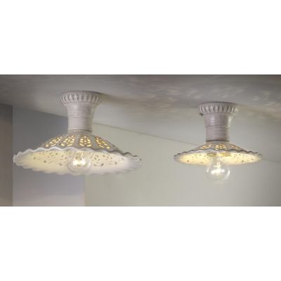 2259 PLAFONIERA RUSTICA IN 2 MISURE PRODOTTA IN TERRACOTTA TRAFORATA FINITURA ANTICATA MADE IN ITALY