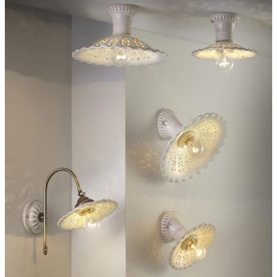 2259 PLAFONIERA RUSTICA IN 2 MISURE PRODOTTA IN TERRACOTTA TRAFORATA FINITURA ANTICATA MADE IN ITALY