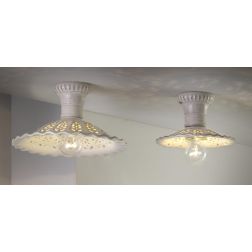 2259 PLAFONIERA RUSTICA IN 2 MISURE PRODOTTA IN TERRACOTTA TRAFORATA FINITURA ANTICATA MADE IN ITALY