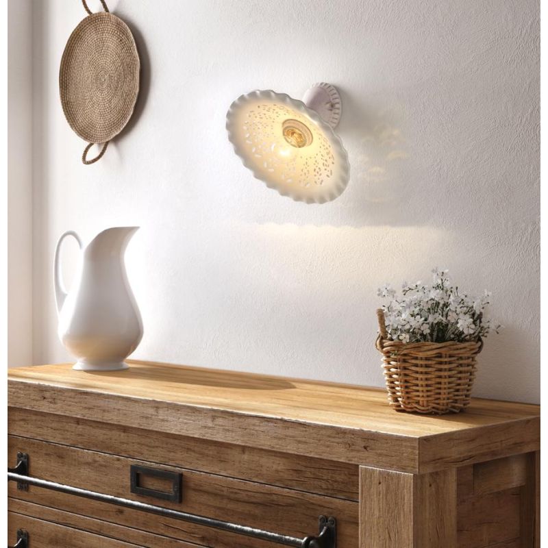 2259 LAMPADA DA PARETE RUSTICA 2 MISURE PRODOTTA IN TERRACOTTA TRAFORATA FINITURA ANTICATA MADE IN ITALY