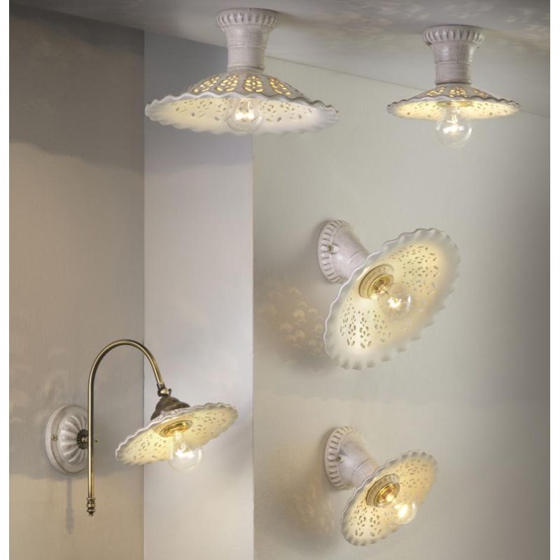 2259 LAMPADA DA PARETE RUSTICA 2 MISURE PRODOTTA IN TERRACOTTA TRAFORATA FINITURA ANTICATA MADE IN ITALY