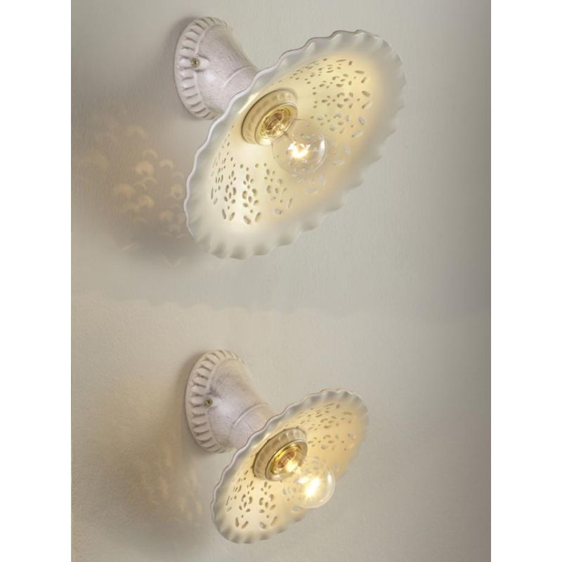 2259 LAMPADA DA PARETE RUSTICA 2 MISURE PRODOTTA IN TERRACOTTA TRAFORATA FINITURA ANTICATA MADE IN ITALY