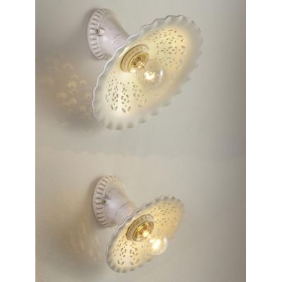 2259 LAMPADA DA PARETE RUSTICA 2 MISURE PRODOTTA IN TERRACOTTA TRAFORATA FINITURA ANTICATA MADE IN ITALY