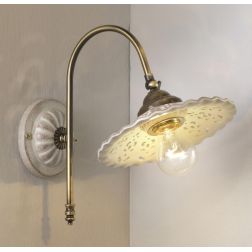 2259 APPLIQUE IN METALLO BRUNITO CON PIATTO IN TERRACOTTA TRAFORATA FINITURA ANTICATA RUSTICA MADE IN ITALY 2