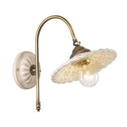 2259 APPLIQUE IN METALLO BRUNITO CON PIATTO IN TERRACOTTA TRAFORATA FINITURA ANTICATA RUSTICA MADE IN ITALY