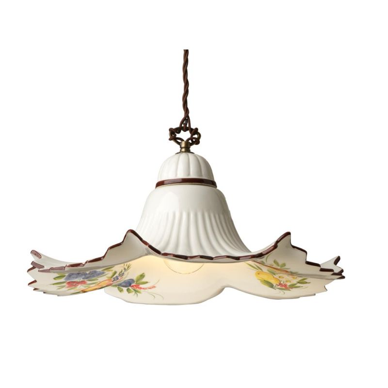2260 SOSPENSIONE SALISCENDI D39 CM IN TERRACOTTA DECORATA PIATTO DECORATO CON FRUTTA  MADE IN ITALY