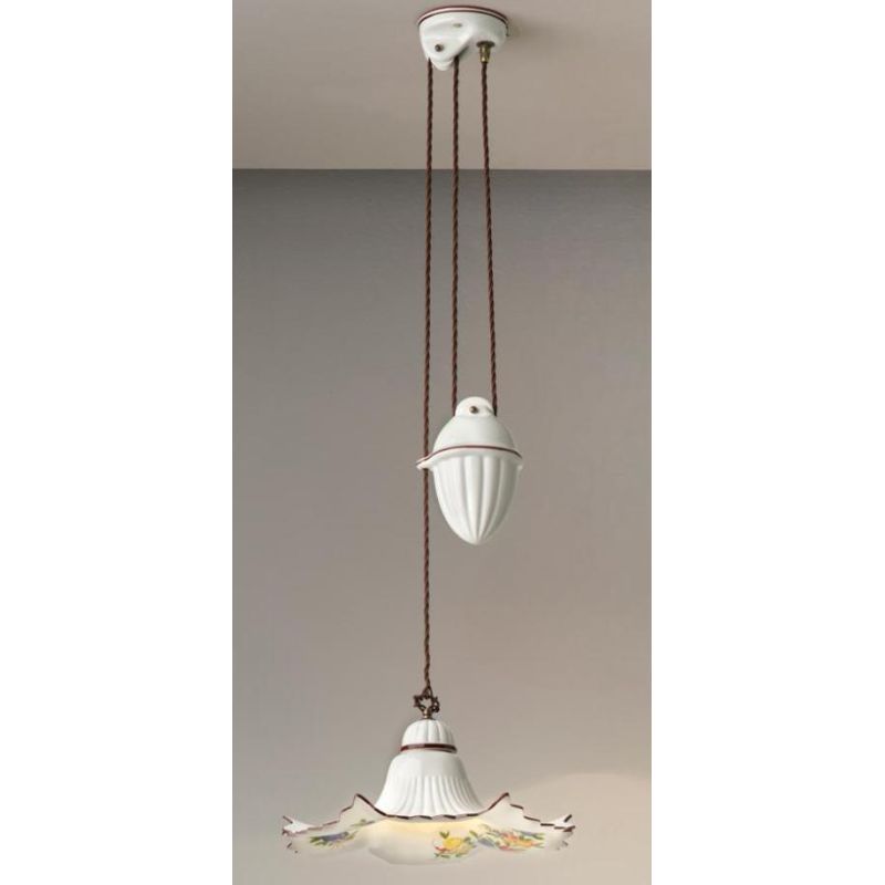 2260 SOSPENSIONE SALISCENDI D39 CM IN TERRACOTTA DECORATA PIATTO DECORATO CON FRUTTA  MADE IN ITALY