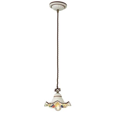 2260 SOSPENSIONE SINGOLA 3 MISURE IN TERRACOTTA BIANCA PIATTO DECORATO CON FRUTTA  MADE IN ITALY