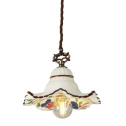 2260 SOSPENSIONE SINGOLA 3 MISURE IN TERRACOTTA BIANCA PIATTO DECORATO CON FRUTTA  MADE IN ITALY 2