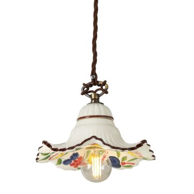 2260 SOSPENSIONE SINGOLA 3 MISURE IN TERRACOTTA BIANCA PIATTO DECORATO CON FRUTTA  MADE IN ITALY