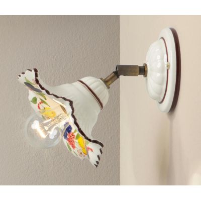 2260 APPLIQUE CON SNODO IN TERRACOTTA BIANCA CON DIFFUSORE DECORATO CON FRUTTA  MADE IN ITALY