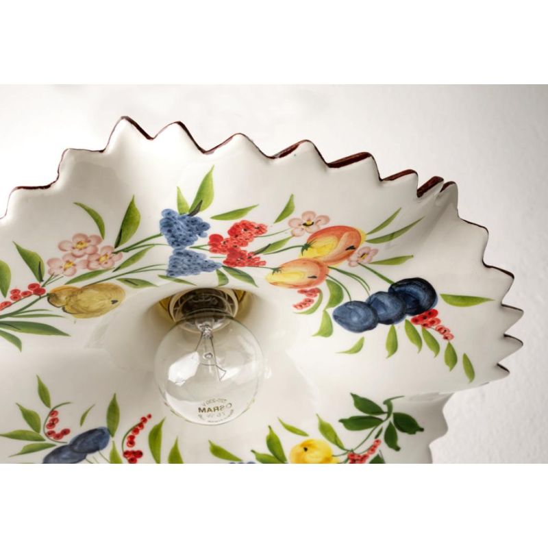 2260 APPLIQUE CON SNODO IN TERRACOTTA BIANCA CON DIFFUSORE DECORATO CON FRUTTA  MADE IN ITALY