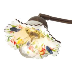 2261 PLAFONIERA 3 LUCI IN METALLO BRUNITO CON PIATTI IN TERRACOTTA BIANCA DECORATI  MADE IN ITALY 2