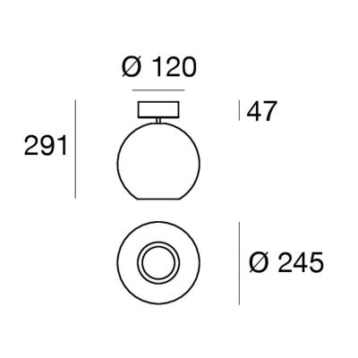 CRISTALBOLLA PLAFONIERA D24 CM VETRO TRASPARENTE E ALLUMINIO 5 COLORI LED 11W LUCE 2700K E 3000K MADE IN ITALY