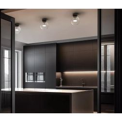 CRISTALBOLLA PLAFONIERA D24 CM VETRO TRASPARENTE E ALLUMINIO 5 COLORI LED 11W LUCE 2700K E 3000K MADE IN ITALY 2