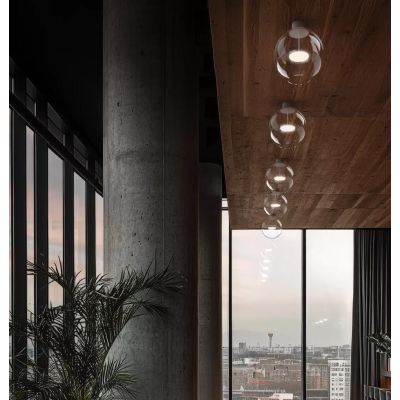 CRISTALBOLLA PLAFONIERA D24 CM VETRO TRASPARENTE E ALLUMINIO 5 COLORI LED 11W LUCE 2700K E 3000K MADE IN ITALY