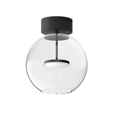 CRISTALBOLLA PLAFONIERA D24 CM VETRO TRASPARENTE E ALLUMINIO 5 COLORI LED 11W LUCE 2700K E 3000K MADE IN ITALY