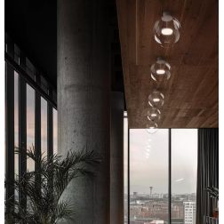 CRISTALBOLLA PLAFONIERA D34 CM VETRO TRASPARENTE E ALLUMINIO 5 COLORI LED 19W LUCE 2700K E 3000K MADE IN ITALY 2