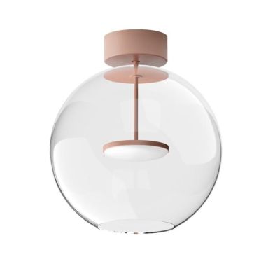 CRISTALBOLLA PLAFONIERA D34 CM VETRO TRASPARENTE E ALLUMINIO 5 COLORI LED 19W LUCE 2700K E 3000K MADE IN ITALY