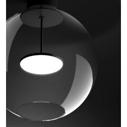 CRISTALBOLLA PLAFONIERA D44 CM VETRO TRASPARENTE E ALLUMINIO 5 COLORI LED 26W LUCE 2700K E 3000K MADE IN ITALY 2