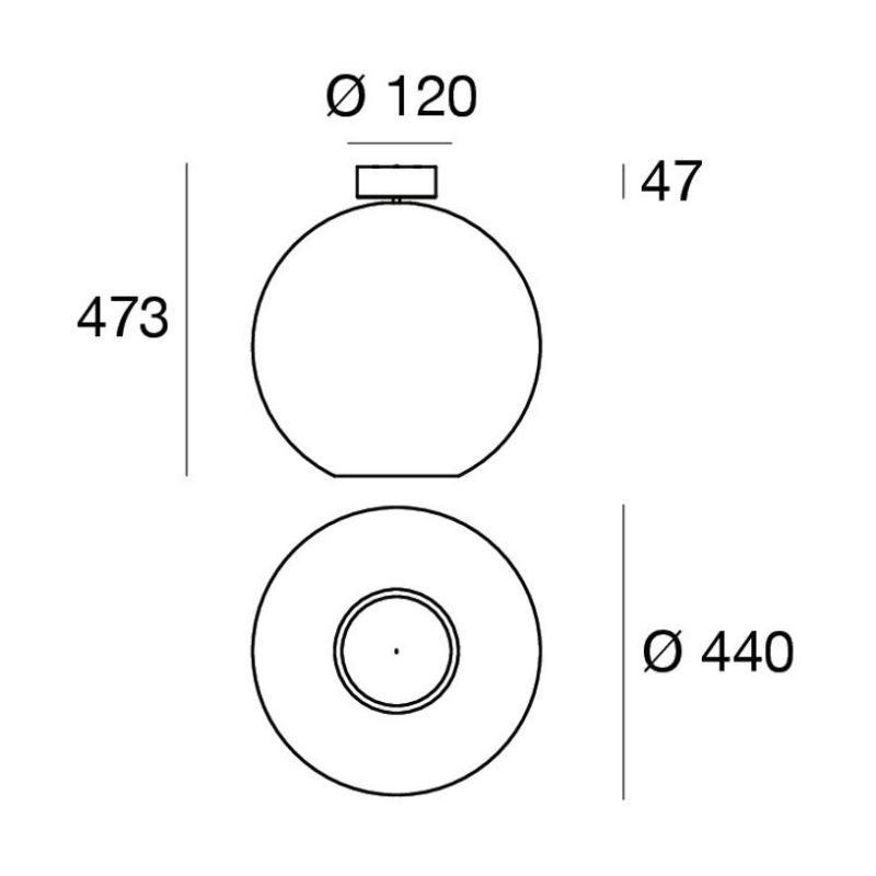 CRISTALBOLLA PLAFONIERA D44 CM VETRO TRASPARENTE E ALLUMINIO 5 COLORI LED 26W LUCE 2700K E 3000K MADE IN ITALY