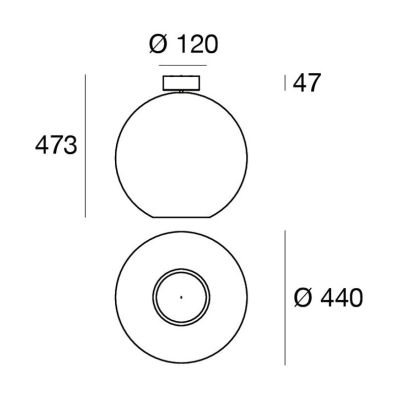 CRISTALBOLLA PLAFONIERA D44 CM VETRO TRASPARENTE E ALLUMINIO 5 COLORI LED 26W LUCE 2700K E 3000K MADE IN ITALY