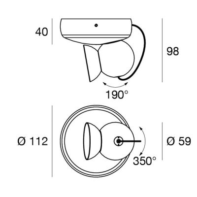 DUCK PLAFONIERA ORIENTABILE BIANCA O NERA LED 10W LUCE 2700K-3000K MADE IN ITALY MODERNA LINEA LIGHT