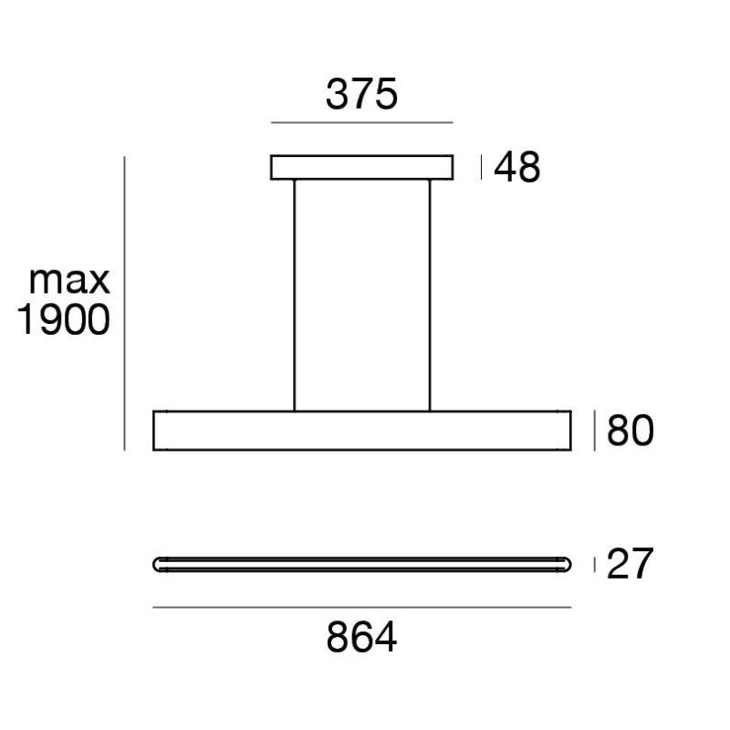 SATORI SOSPENSIONE LINEARE IN 2 MISURE LED INTEGRATO LUCE 2700K-3000K DIMMERABILE BIANCA O NERA MADE IN ITALY
