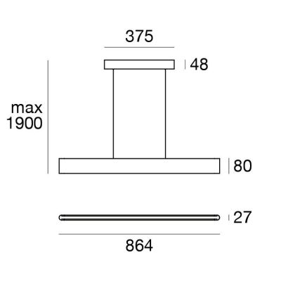 SATORI SOSPENSIONE LINEARE IN 2 MISURE LED INTEGRATO LUCE 2700K-3000K DIMMERABILE BIANCA O NERA MADE IN ITALY