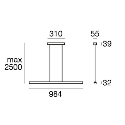 HALFPIPE SOSPENSIONE MODERNA IN 2 MISURE LED INTEGRATO LUCE 3000K BIANCA,ALLUMINIO O NERA MADE IN ITALY