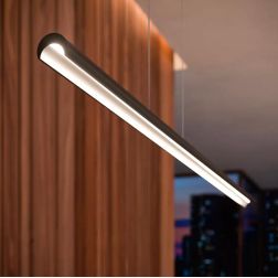 HALFPIPE SOSPENSIONE MODERNA IN 2 MISURE LED INTEGRATO LUCE 3000K BIANCA,ALLUMINIO O NERA MADE IN ITALY