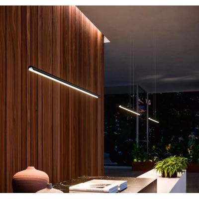 HALFPIPE SOSPENSIONE MODERNA IN 2 MISURE LED INTEGRATO LUCE 3000K BIANCA,ALLUMINIO O NERA MADE IN ITALY