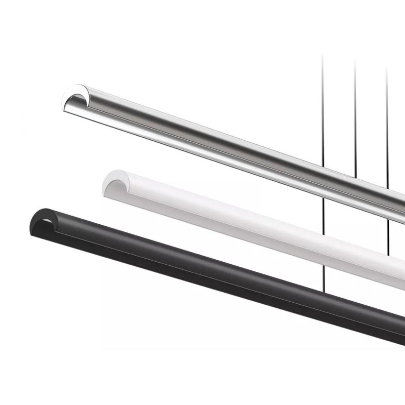 HALFPIPE SOSPENSIONE MODERNA IN 2 MISURE LED INTEGRATO LUCE 3000K BIANCA,ALLUMINIO O NERA MADE IN ITALY