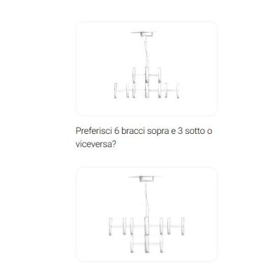 PERLA LAMPADARIO MODERNO D100 CM LED 43W LUCE 3000K IN ALLUMINIO 6 FINITURE COLORE DIMMERABILE BIEMISSIONE