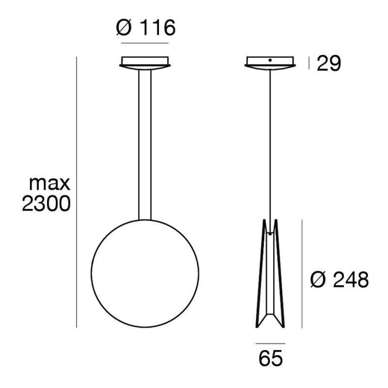 YO-YO SOSPENSIONE SINGOLA D25 CM IN ALLUMINIO 4 COLORI LED 16W LUCE 2700K-3000K MADE IN ITALY MODERNA