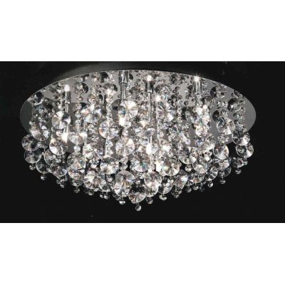 5842 PLAFONIERA TONDA DIAMETRO 50 CM IN METALLO CROMATO E PENDAGLIERIA IN CRISTALLO Perenz - Cristalensi Shop Online